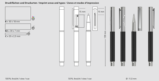 Klio-Eterna - Unique rollerball carbon MMc - Tintenroller