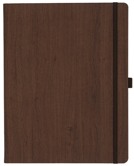 Notizbuch Style Large im Format 19x25cm, Inhalt kariert, Einband Woody in der Farbe Brown