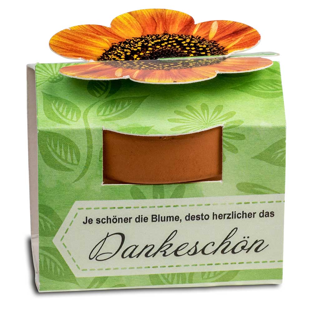 Tontöpfchen-Blume mit Samen - Sonnenblume inkl. Tampondruck