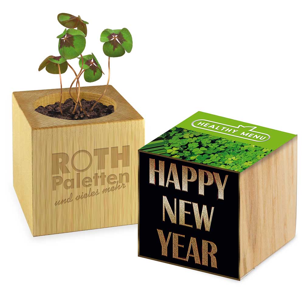 Pflanz-Holz Glücksklee - ohne Lasergravur (* Je nach Verfügbarkeit der Glücksklee-Zwiebeln)