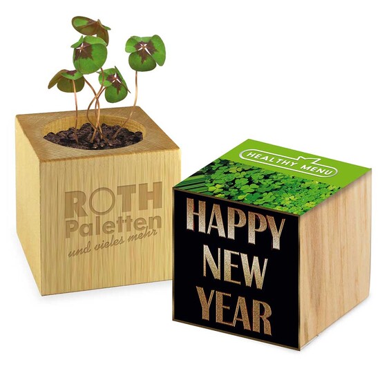 Pflanz-Holz Glücksklee - ohne Lasergravur (* Je nach Verfügbarkeit der Glücksklee-Zwiebeln)