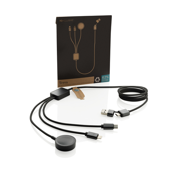 Terra RCS rPET 6-in-1-Ladekabel mit Uhrenladegerät