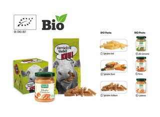 BIO Pesto im Werbekarton, Inhalt: Bio Pesto Rosso, vegan ca. 125 g