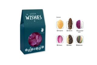 Beutelschachtel mit Weihnachtsbonbons, Inhalt: Glühwein Bonbons (ohne Alkohol) ca. 60 g
