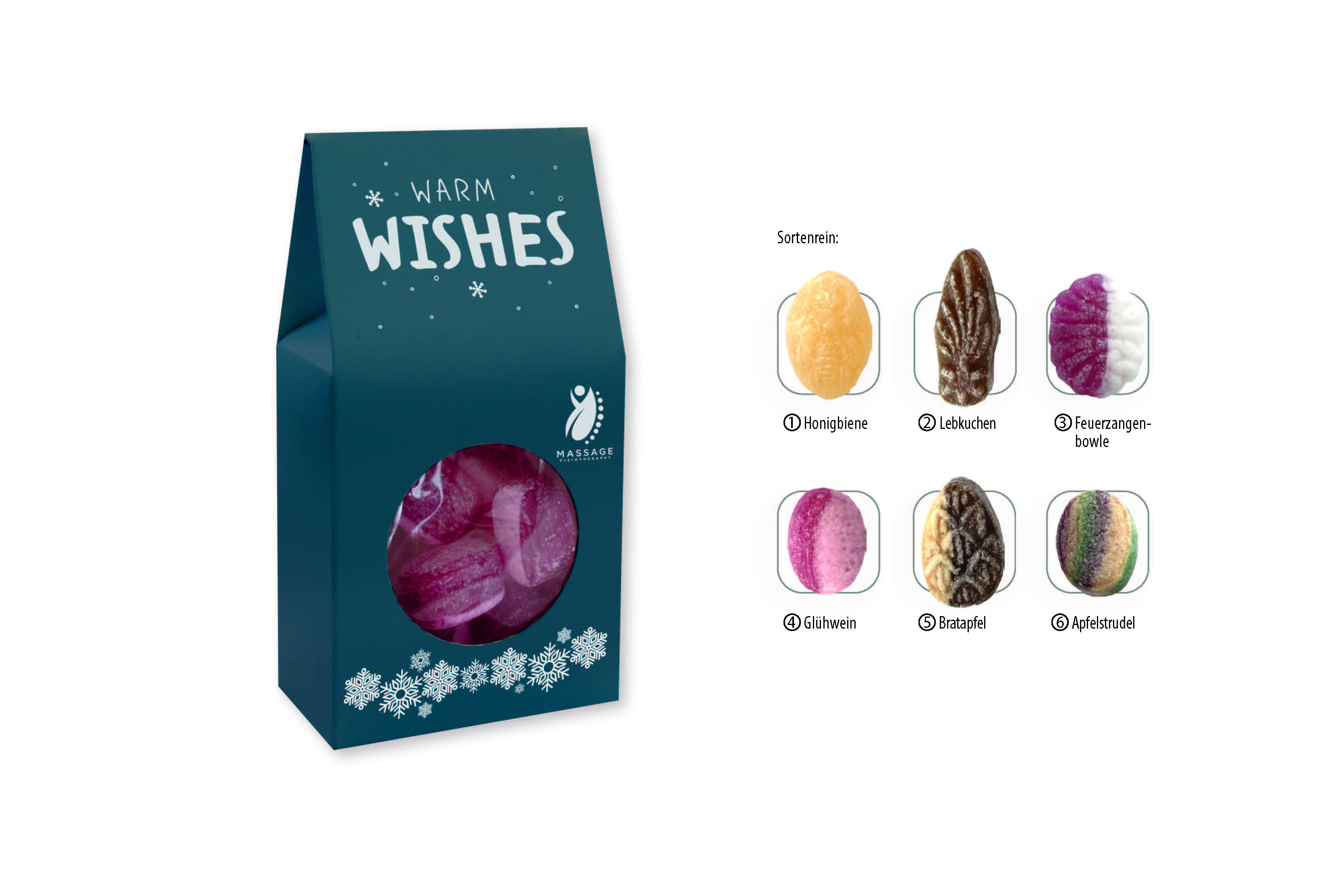 Beutelschachtel mit Weihnachtsbonbons, Inhalt: Bonbon Feuerzangenbowle ca. 60 g