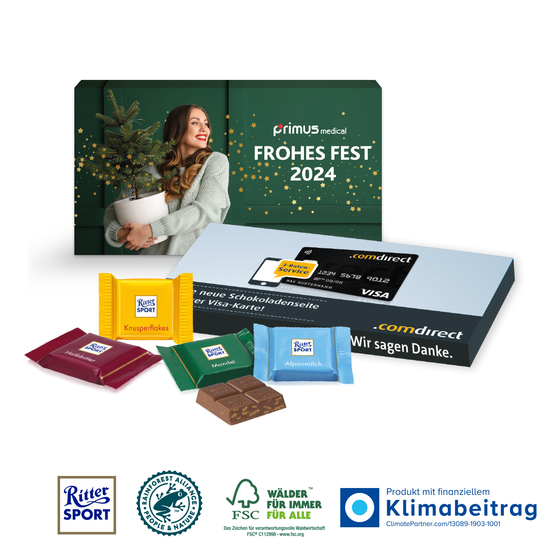 Ritter SPORT Schokotäfelchen in Präsentbox