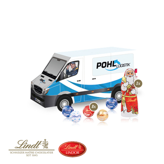3D Präsent "Transporter" mit Lindt Minis und Nikolaus
