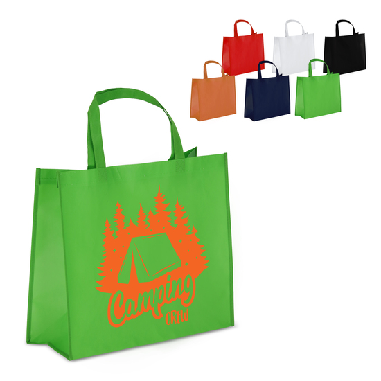 R-PET Tragetasche aus laminiertem Non Woven 40 x 16 x 35cm 105g/m²