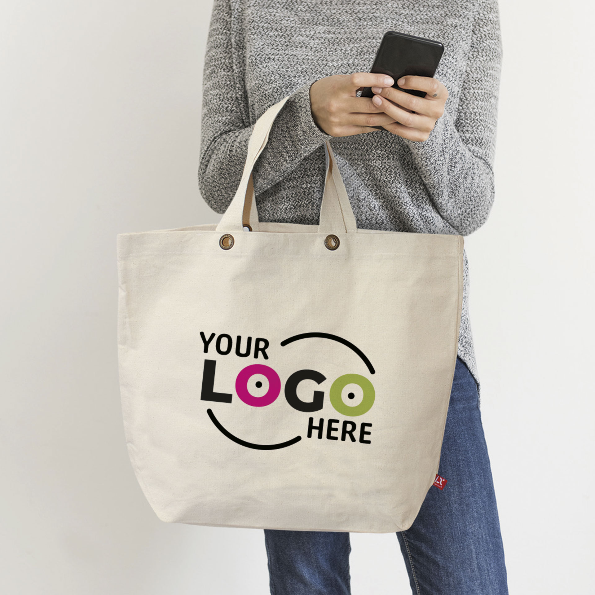 SANTORINI - Schwere Baumwolltasche mit Bodenfalte