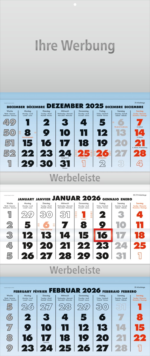 Dreimonatsplaner Business-trio blau