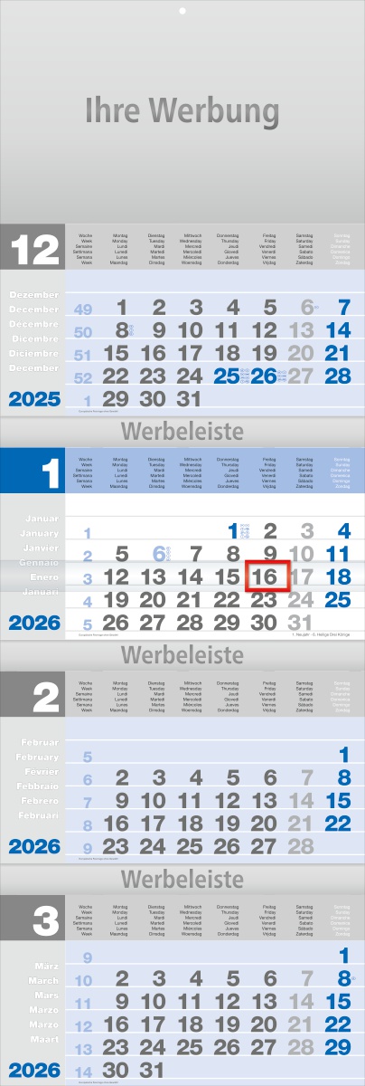 Viermoantsplaner Design-quattro blau