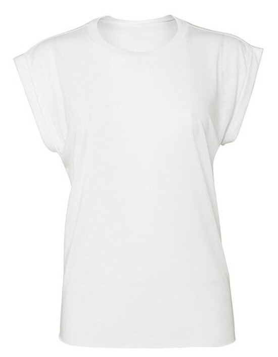 Women`s Flowy Muscle Tee with Rolled Cuff