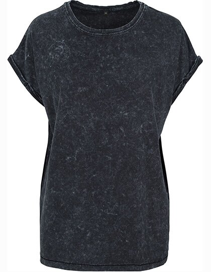 Ladies` Acid Washed Extended Shoulder Tee