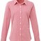 Ladies` Microcheck (Gingham) Long Sleeve Cotton Shirt