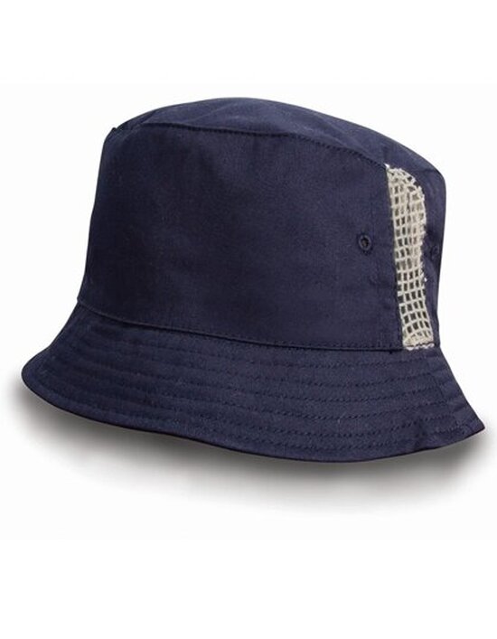 Deluxe Washed Cotton Bucket Hat with Side Mesh Panels