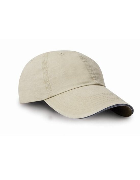 Washed Fine Line Cotton Cap with Sandwich Peak
