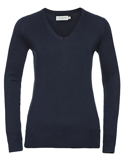 Ladies` V-Neck Knitted Pullover
